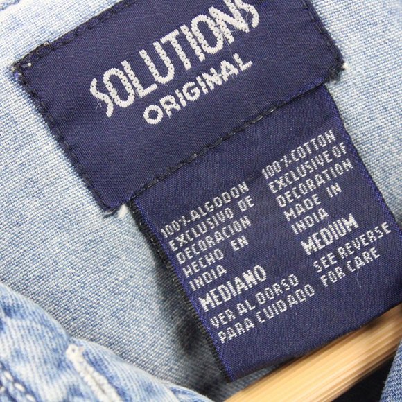 Vintage Solutions Original Denim Shirt Women's Blue Short Sleeve Button Down M - Picture 4 of 7